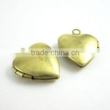12mm Raw Brass Tiny Heart Shape Photo Locket Pendant Charm DIY Supplies 1130004