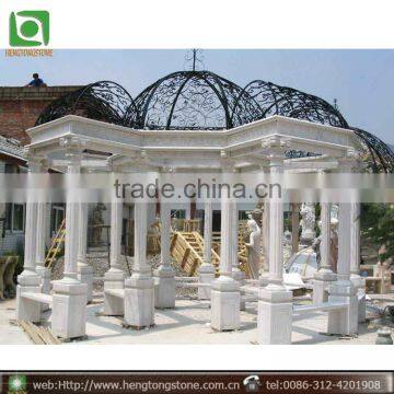 Marble Garden Stone Gazebo With Iron Roof