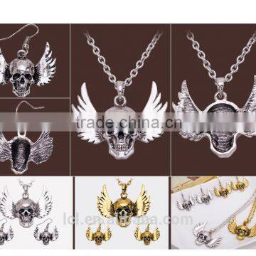 Hiphop Imitation Jewelry Halloween Punk Skull Pendant Earrings With Wings Yiwu Factory Fashion Imitation Jewelry EAR1129