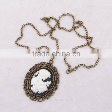 Fashion Jewelry Necklace Steampunk Necklace Skeleton Silhouette Bronze Cameo Pendant 2015 New Made in China Yiwu photo-3