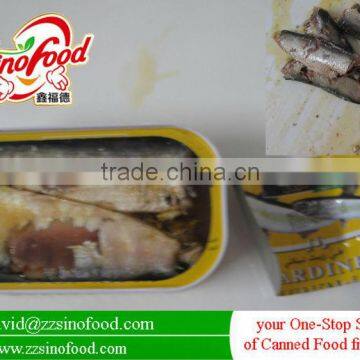 hot sale 125g packing fatty acids rich canned sardines in oil