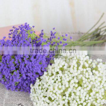 wholesale 2017 plastic white purple baby breath flower for indoor decoration