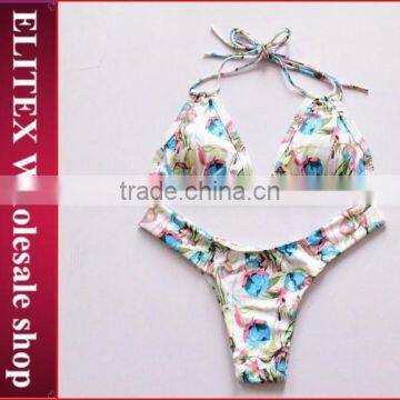 2017 elegant flower print young girls hot sexy swimwear sex brazilian bikini CK310
