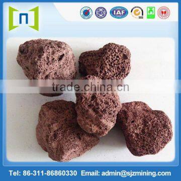 Red and black natural basaltic lava stone