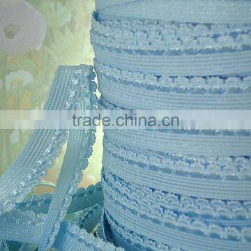 3/8 inch Light Blue Skinny Elastic with Rick Rack Scalloped for Headbands lingerie Single sided Elastic Picot Trim