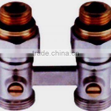 Brass Fittings LD5019 Nickel Plated Brass Heating Valve,Straight Double With Connector 3/4" X 1/2"