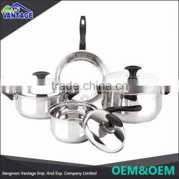 High Quality Bakelite Handle Glass Lids 7pcs Non Stick Stainless Steel Cookware photo-1