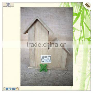 Craft Heart Shaped Twins Wooden Bird House Cage photo-3
