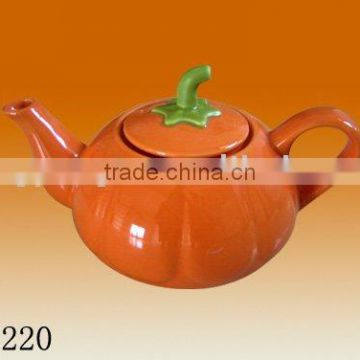 Factory direct wholesale 750cc ceramic pumpkin tea pot kettle