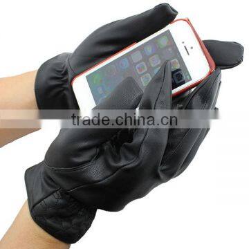 Fashion Men Touch Gloves, Add Wool Warm Gloves, Leather Driving Gloves photo-5