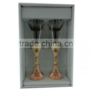 2014 hot selling wedding toasting flutes champange glass leaveland figurine