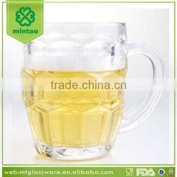 Popular design clear glass beer mug with handle
