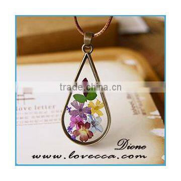 Unisex Fashion Natural Real Dried Flower Round Glass Pendant Necklace New Jewelry photo-6