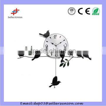 Metal Clock Wall Iron Bird Pendulum Clock Design Silent Sweep Step Art Clock photo-2