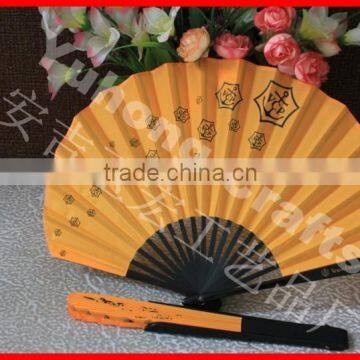 Chinese Folding Hand Fan With Black Bamboo Ribs photo-2