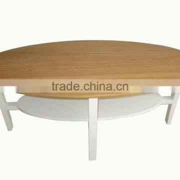Wood Oval Coffee Table With White Top photo-2