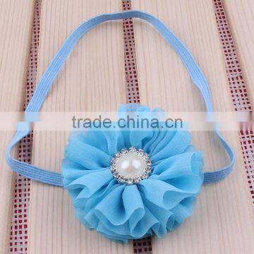 Chiffon Flower Headband With Pearl Center for Kids Hair Accessories photo-4