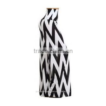 casual fat women loose black and white zigzag stripes high waist wide leg chevron palazzo pants