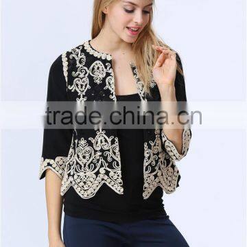 Guangzhou Factory Casual Beautiful Lady Blazer /Jacket With Embroideried Detail for Ladies photo-4