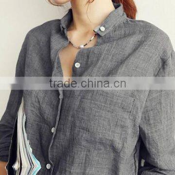 Woman linen shirts linen cotton blouse lady long sleeve linen shirts