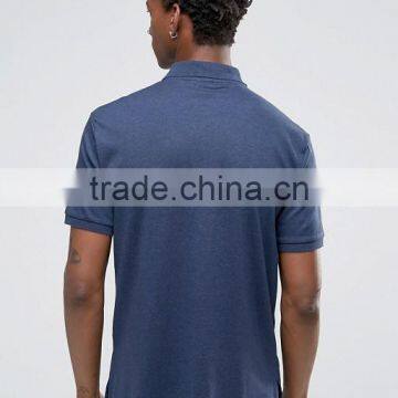 Custom Short Sleeve Button Placket Uneven Vented Hem Navy Men's 100% Cotton Jersey 200gsm Casual Comfort Fit Player Polo Tshirt photo-2