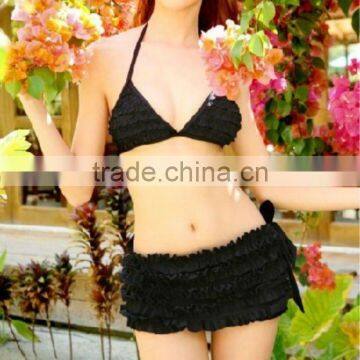 Black bikini with short skirt
