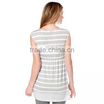OEM Sleeveless Plus Size Stripe Pregnant t Shirt Wholesale Maternity Clothing photo-2