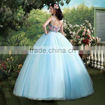 MGOO High Quality Hand Made Fairy Blue Prom Dresses Big Ball Tulle Dress Beautiful Vestidos YDYS15B0016 photo-2