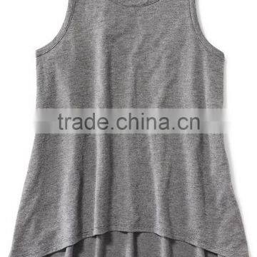85% Ctn, 15% Melange, S/J, 160 Gsm, Children Girls Tank Top, Back Side Long