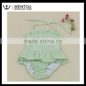 Monogrammed Girls Seersucker Blank Swimsuit photo-4