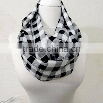 Black & White Plaid Gingham Infinity Scarf, Tube Scarf, Circle Scarf, Loop Scarf, Scarves, Spring - Fall - Winter Fashion photo-2