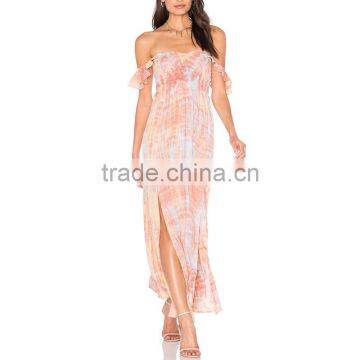 Flutter Sleeve off Shoulder Bohemian Maxi Dress Tie Dye Boho Clothing photo-6