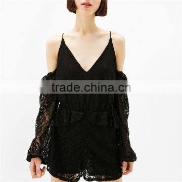 New Fancy Design Short Dance Wear All Black Lace Jumpsuit photo-5
