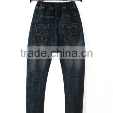 Top 10 Jeans Two Color PU Tape Funky Wholesale Kids High Waist Jeans With Elastic photo-2