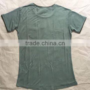 New Blue Men's Chest Patterned Pokcet Double Hem T-Shirts photo-2