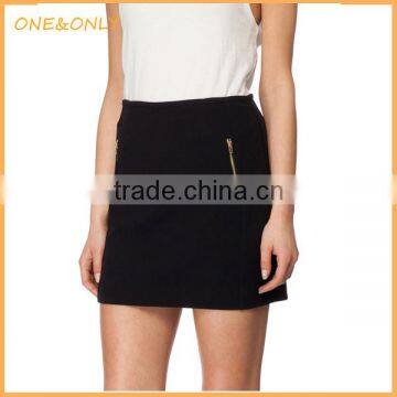Double cloth zip midi skirt