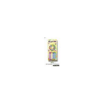 Birthday candles, 24 candles+12 holder in blister card, asst. color