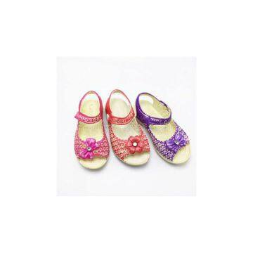 Little Girls Sandals With Beautiful Flowers Rose Pattern Pvc Open-toed Breathable Chilren Sandals
