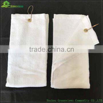 Cotton Custom Embroidered Tri Fold Golf Towels Custom With Grommet Hooks Embroidered Gym Towel photo-2