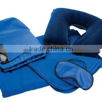 Promotional Airplane Polar fleece travelling throw, 3 pcs travelling set