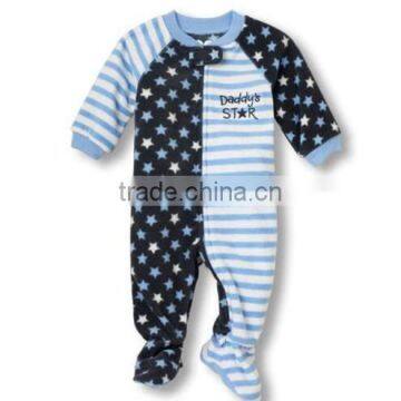 blue star fleece plush children pajamas sleeper