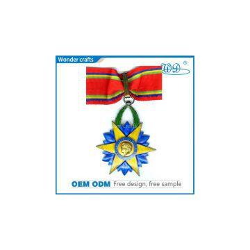 Simple Design Star Insert Pressed Engrave Smooth Edge Iron Brass Zinc Alloy Mirror Effect Medals