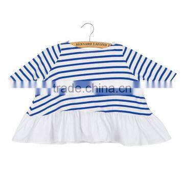Children Cotton Stripe Printed Baby Ruffle Tops photo-2