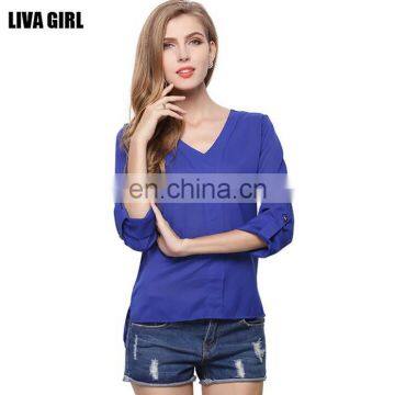 Ladies blouse designs,long sleeve chiffon blouse,fashion chiffon blouse