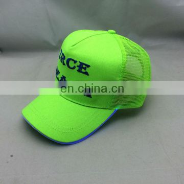 Lovely Green Mesh LED trucker cap Green Fluorescence trucker cap with blue Led light