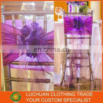 Newest Design Fancy Shiny Purple Wedding Tiffany Ruffle Chair Sash photo-2