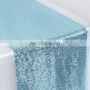 Custom Good Quality Lake Blue Sequin Table Runner For Wedding