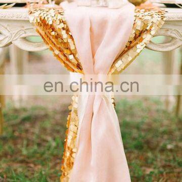 New Arrival Gold Sequins Wedding Chiffon Table Runner photo-2