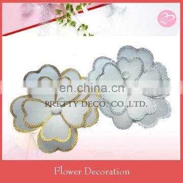 White lace flower with gold or silver glitter