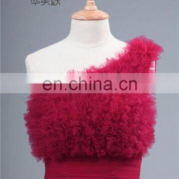 Maxi Design ZZ-P005 Floor Length Unique Skirt One Shoulder Tulle Ruffle Prom Dress photo-2